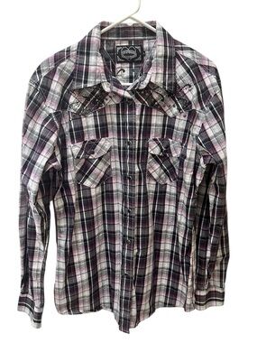 Cowgirl Hardware rhinestone pearl western snap shirt long sleeve size XL